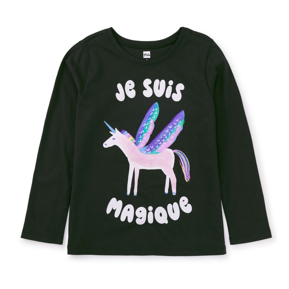 BNWT Tea Collection Je Suis Magique Graphic Tee Girls Size 12
